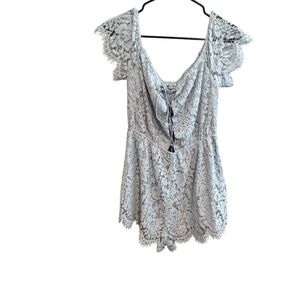 Lace Romper with Flutter Sleeves